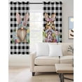 thumbnail image 2 of Easter Gnome Blackout Curtains for Bedroom Living Room, Spring Gnome Eggs Floral Black White Plaid 54 In Long Thermal Insulated Room Darkening Drapes Grommet Window Treatments, 42 x 54 In, 2 of 9