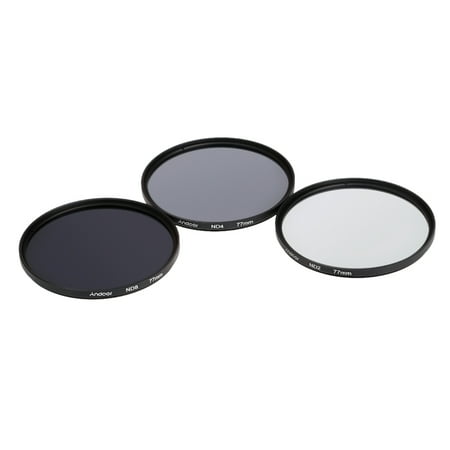 Andoer 77mm Fader ND Filter Kit Neutral Density Photography Filter Set (ND2 ND4 ND8) for Nikon Canon Sony Pentax