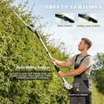 thumbnail image 4 of HOTREE 21V Cordless Pole Hedge Trimmer with 2 x 2.0Ah Batteries and Charger, 12ft Reach 3-in-1 Foldable Hedge Shrub Trimmer and Grass Shear ,Grey, 4 of 8