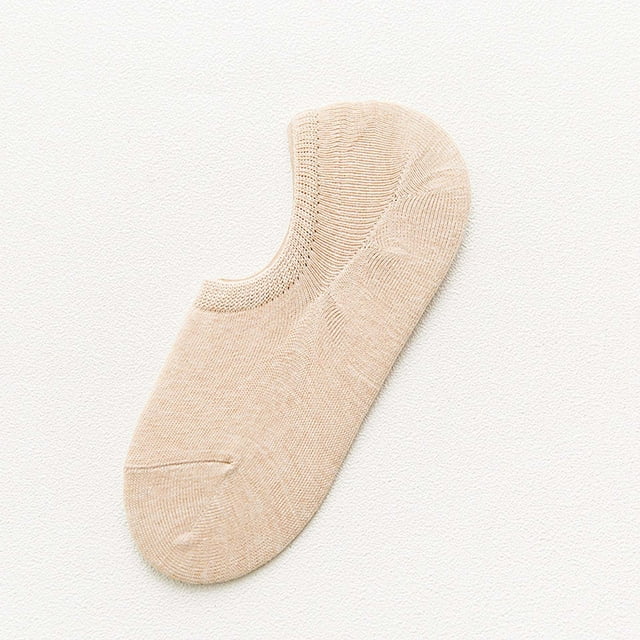 Ohufall Spring And Summer Solid Color Women's Invisible Socks Cotton Non Slip Socks Breathable Socks