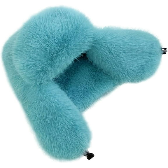 Women's Fluffy Trapper Hat, Long Pile Faux Fur Ushanka hat with Buckle, Luxurious Mink-Style Winter Warm Hat