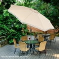 thumbnail image 2 of Gymax Parasol de Patio 9 Pi Parasol de Marché à 2 Niveaux pour Table avec Manivelle Inclinaison à Bouton-Poussoir Beige, 2 of 10