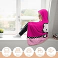 thumbnail image 3 of Hello Kitty Hooded Blanket Poncho, Wearable Hooded Blanket Cozy Soft Warm Plush Fleece Blanket for Adult Women Men 40x50, 3 of 6