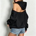 thumbnail image 6 of CAIXIA Cold Shoulder Lightweight Hoodies for Women Pullover Lined Casual Fashion Long Sleeve Fall Winter Letter Graphic Sweatshirts Women with Kangaroo Pocket 2026 Fall Outfits Clothes, 6 of 9