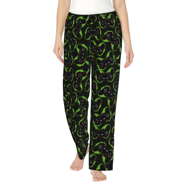 Balery Cool Gamepad Pantalones de pijama para mujer, pijamas ultraligeros, pantalones de estar por casa-X-Large