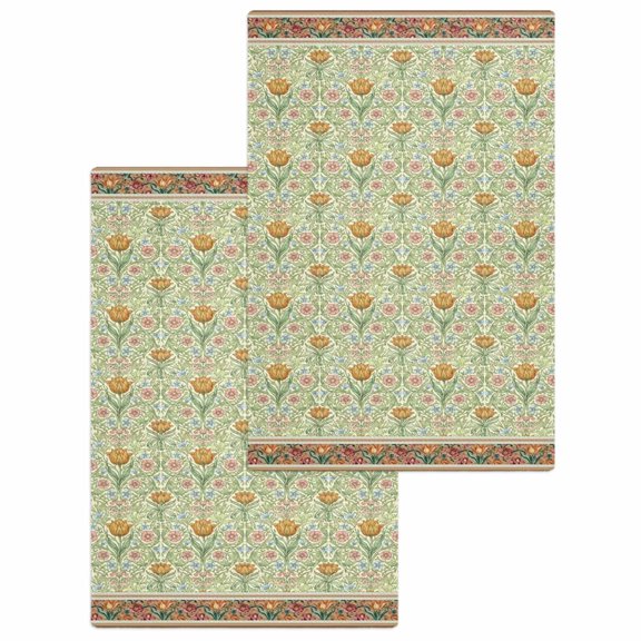 Vintage Boho Floral Kitchen Dish Towels for Drying Dishes Set of 2, Ethnic Tribe Abstract Art Flowers Waffle Weave Microfiber Hand Tea Bathroom Towels Quick Dry & Absorbent Towel 15.7x23.6