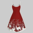 thumbnail image 3 of BLTIBY Womens Christmas Spaghetti Straps Dresses Print V-Neck Sexy Dress Holiday Cocktail Party Sleeveless Swing Dress A-Line Midi Outfits Red M, 3 of 5