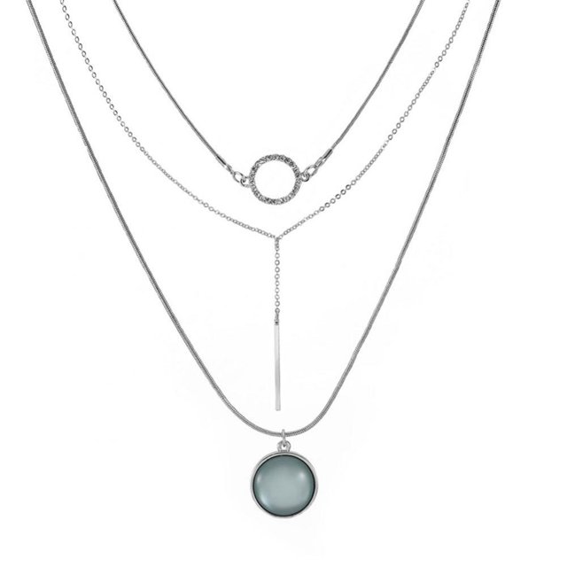 Collar multicapa para mujer a la moda, colgante con decoración de piedras semipreciosas, joyería de cadena