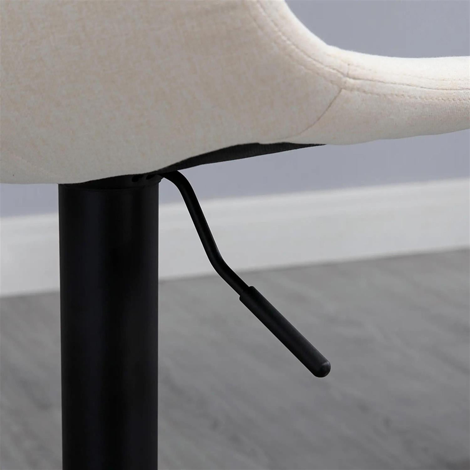 Demi Bonn Modern Swivel Bar Stool Set of 4 with Adjustable Height, Bar Height Stool with Upholstered Back and Steel Legs for Kitchen, Dinning Room, White