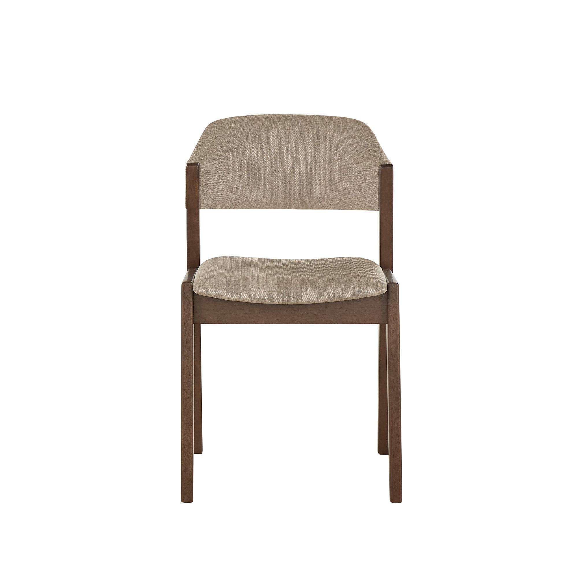 Weston Home Skovde Modern Walnut Finish Dining Chair, Set of 2, Beige Fabric