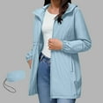 thumbnail image 2 of LEBONYARD Women's Rainproof Jacket with Hooded Long Sleeve Waterproof and Zipper Windbreaker with Pocket Raincoat, 2 of 7