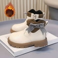 thumbnail image 2 of Toddler Boots,Girls Leather Booties Ankle Boots Bow Detail Short Style Fall Winter Shoes,Kids Snow Boots,Z04 White,6-7 Years, 2 of 7
