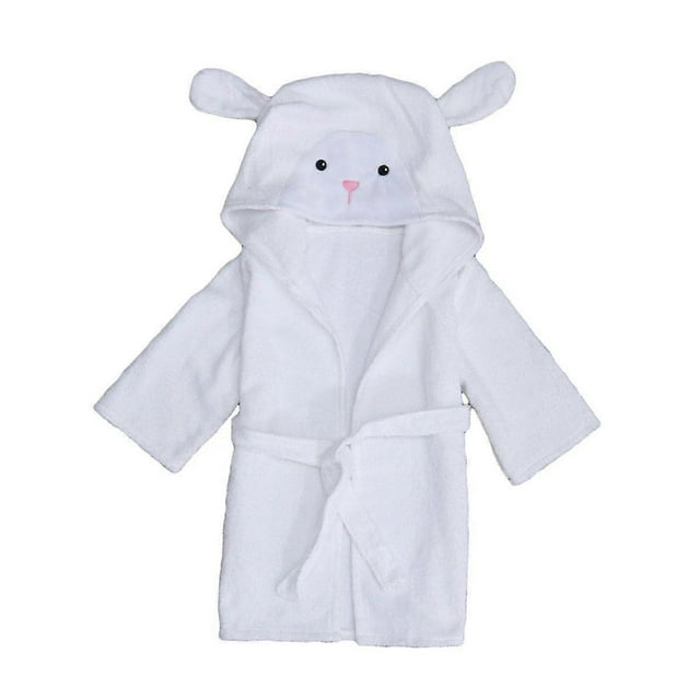 Baby Animal Plush Bathrobe Unisex Hooded Cotton Bath Towel 2-3 Years Size M(Sheep)