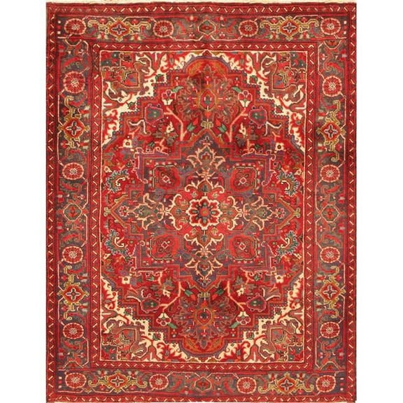 Pasargad Home 039403 Antique Azerbaijan Red Lamb's Wool Area Rug- 4 ft. 9 in. X 6 ft. 2 in.