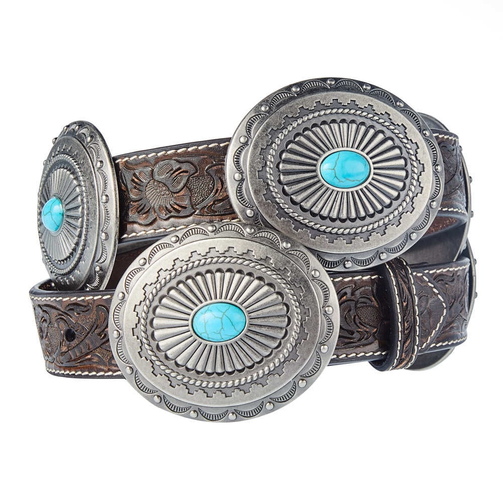Ariat Womens Floral Oval Concho Belt L 