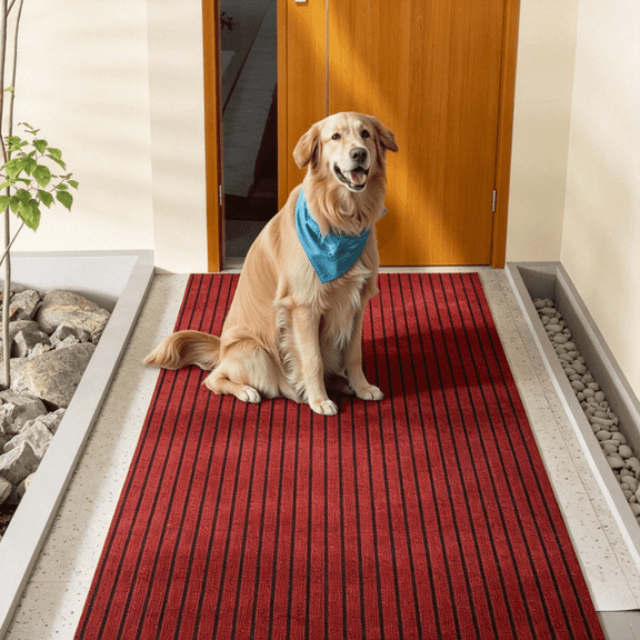 OVYEOFR 3' x 10' Carpet Runners, Non-Slip Hallway Runner Rug, Commercial Floor Mat for Entryway Kitchen Balcony Laundry, Red