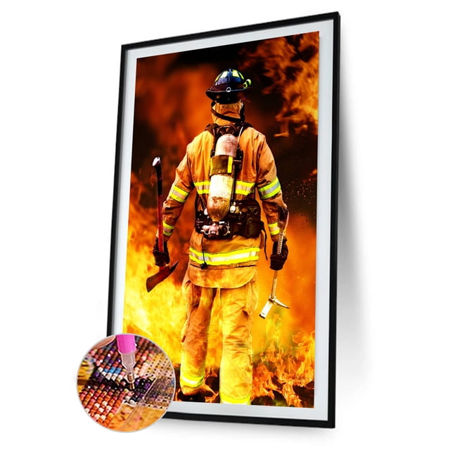 Cuadros Decorativos Bricolaje Bomberos Rhinestone Dibujo Full Round Drill Diamond Picture Art Craft Tmvgtek embutido en tela
