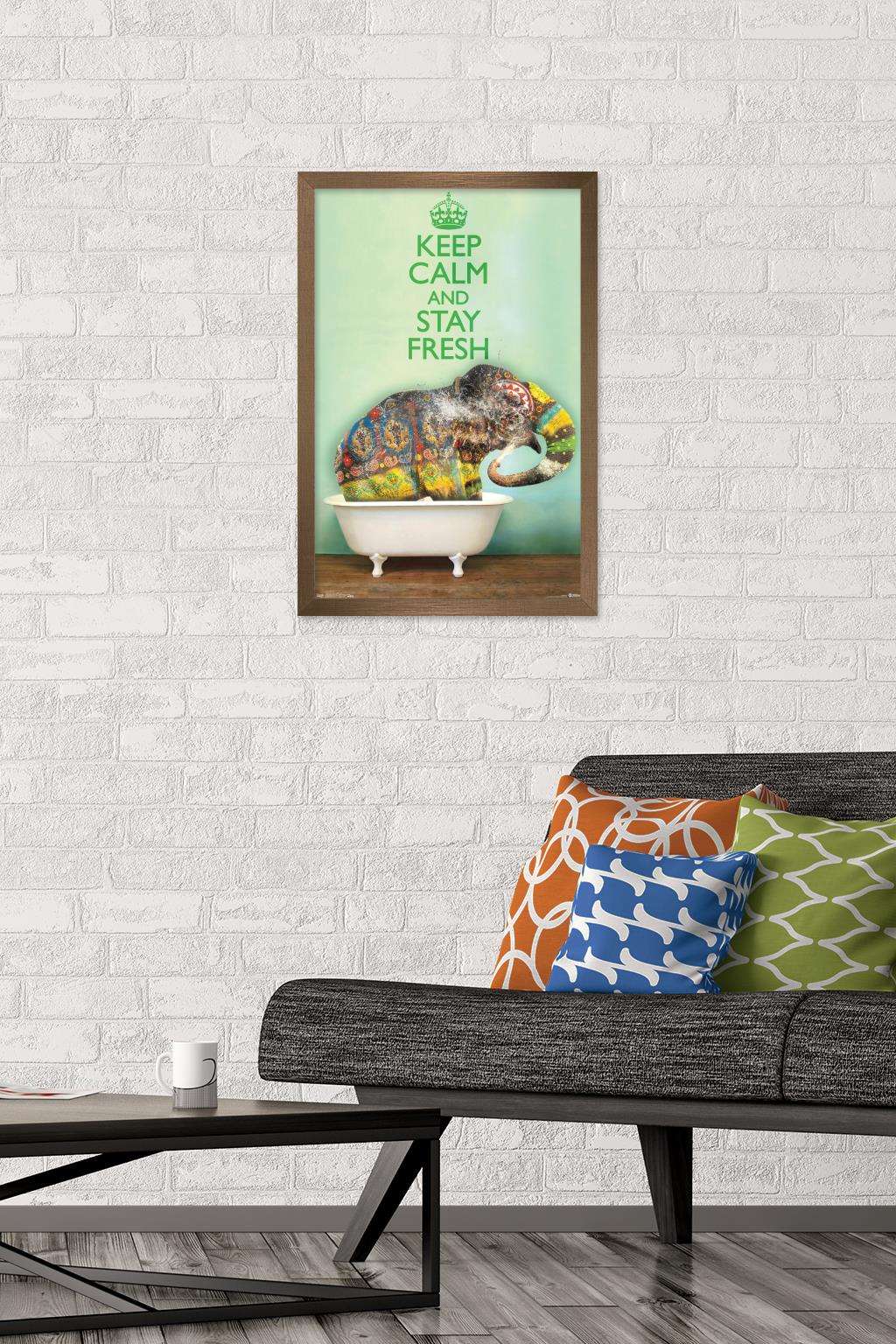 Keep Calm And Stay Fresh Wall Poster, 14.725" x 22.375", Framed