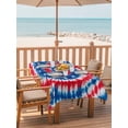 thumbnail image 2 of Outdoor Tablecloth with Umbrella Hole for Patio/Picnic/Party/Camping, Blue Red Tie-dye Waterproof Table Cloth Rectangle Table Cover Washable, Vintage American Stars Abstract Art (60"x 84"), 2 of 8