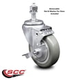 thumbnail image 2 of 4 Inch Gray Polyurethane Wheel Swivel ½ Inch Threaded Stem Caster with Brake, 2 of 2