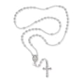 thumbnail image 2 of Brilliance Fine Jewelry Sterling Silver Crystal Rosary Rhodium Plated Necklace 26", 2 of 8