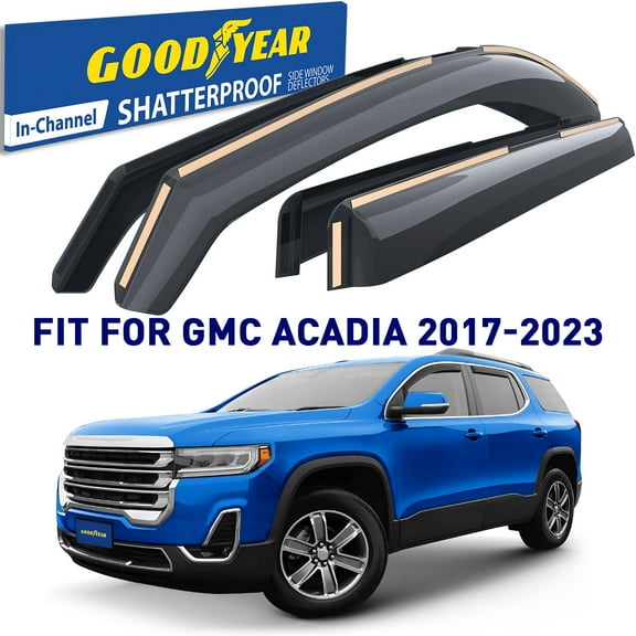 Goodyear Shatterproof in-Channel Window Deflectors for GMC Acadia 2017-2023, Rain Guards, Window Visors for Cars, Vent Deflector, Car Accessories, 4 pcs - GY007970