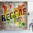 thumbnail image 1 of Ambesonne Rasta Shower Curtain, World Map Reggae Words, 69"Wx84"L, Pale Brown Orange, 1 of 3
