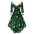 thumbnail image 5 of Women's Christmas Party Printed Vintage Midi Casual Cocktail Festive Dress for Holiday Celebration and Party Events with Retro Style,Green,S, 5 of 6