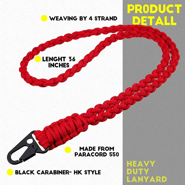 4 inch Keychains with Carabiner Braided Paracord Lanyard for Keys,  Flashlight, Whistle Backpack & Outdoor Activity