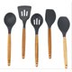 thumbnail image 1 of Utensilios de cocina antirayaduras, juego de espátulas ranuradas de silicona, resistentes al calor hasta 464 °F, agarre antideslizante de madera, borde flexible, tamaño ideal para cocinar, 1 of 4