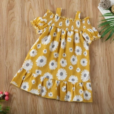 

Newborn Kids Baby Girl Clothes Floral Off Shoulder Dress Skirt Outfits 1-6 Years