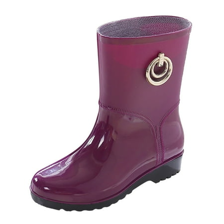 

QYZEU Women Snow Boots Size W Mens Low Boots Hot Ladies Mid Tube Fashion Waterproof Boots Outdoor Rain Boots