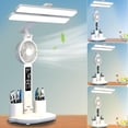 thumbnail image 2 of axGear LED Desk Lamp USB Dimmable Touch with Calendar Clock Mini Fan Table Night Light, 2 of 9