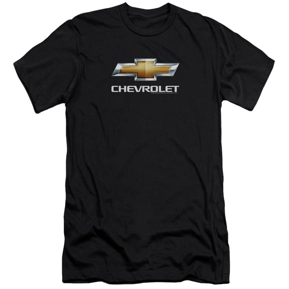 Chevrolet Chevy Bowtie Stacked S/S Adult 30/1 T-Shirt Black