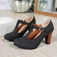 thumbnail image 6 of DIVVce T-Strap Mary Jane Heels For Women Closed Toe Adjustable Buckle Comfort Office Footwear, 6 of 8
