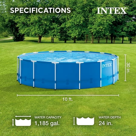 Intex - 10' x 30" Metal Frame Round Above Ground Swimming Pool with Pump - Blue