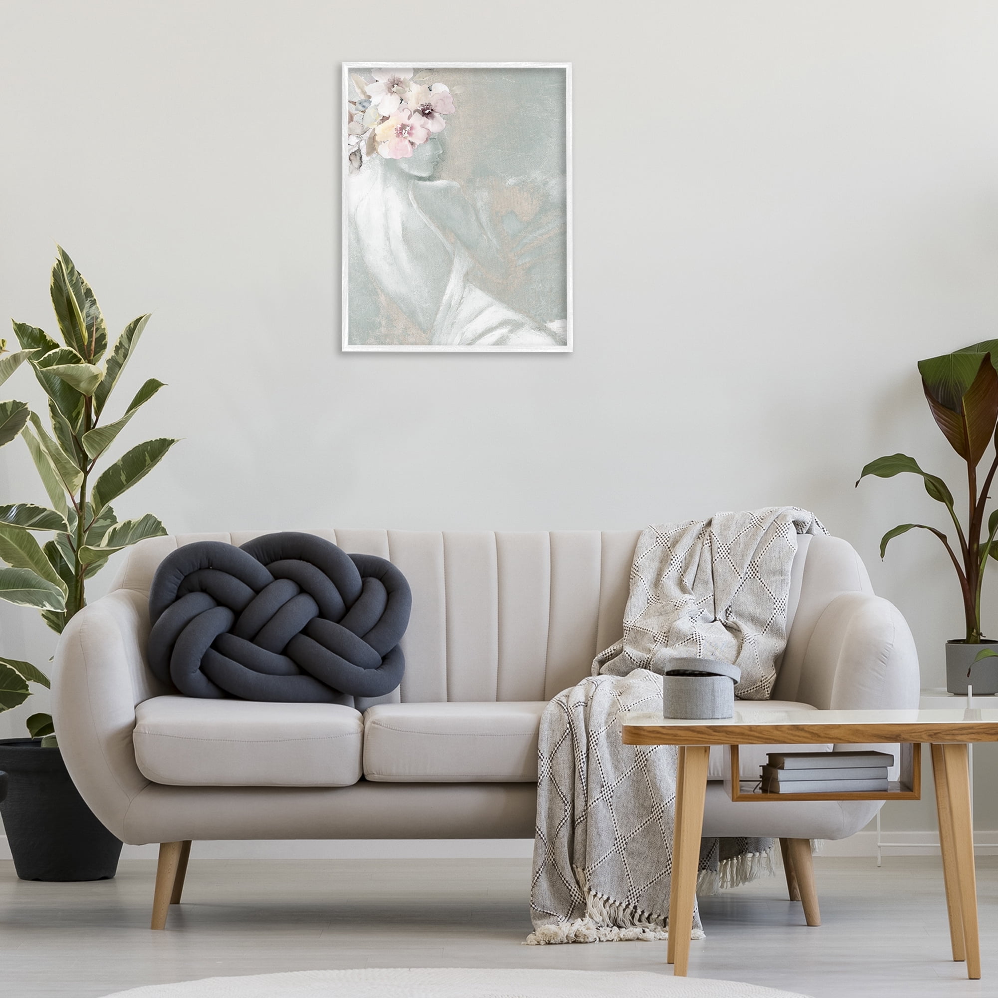 Stupell Industries Chic Floral Woman Novelty Painting White Framed Art Print Wall Art, 24 x 30
