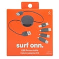 onn. 4in1 USB Short Retractable Cable Adapter Kit, 3.2 ft, 6 Pieces