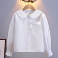 thumbnail image 6 of Fesfesfes Girls White Button Down Shirt Long Sleeve Collared Blouse with Bow Detail, Cotton School Uniform Top for Back to School Ages 5-15 Years, 6 of 6