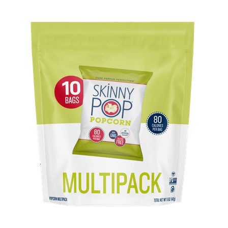 SkinnyPop Gluten-Free Original Popcorn, 0.5 oz Snack-Size Bags, 10 Count-Pack of 2
