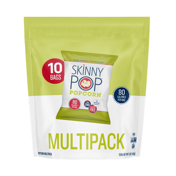 SkinnyPop Gluten-Free Original Popcorn, 0.5 oz Snack-Size Bags, 10 Count