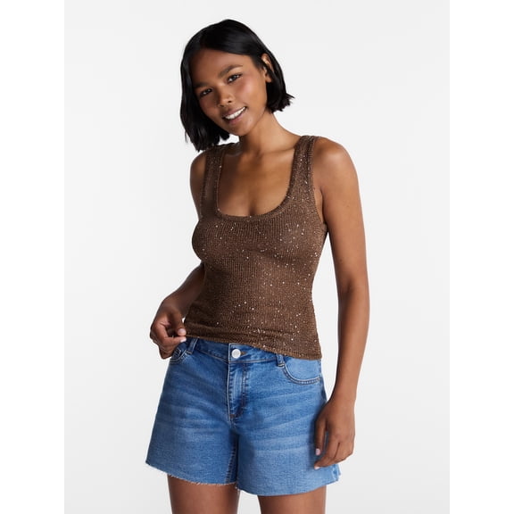 No Boundaries Sequin Sweater Tank Top, Women's and Women's Plus XXS-4X