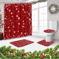 thumbnail image 3 of FMSHPON Merry Christmas Snowflake Red Xmas 4 Piece Bathroom Set Shower Curtain Bath Rug Contour Mat and Toilet Lid Cover, 3 of 7