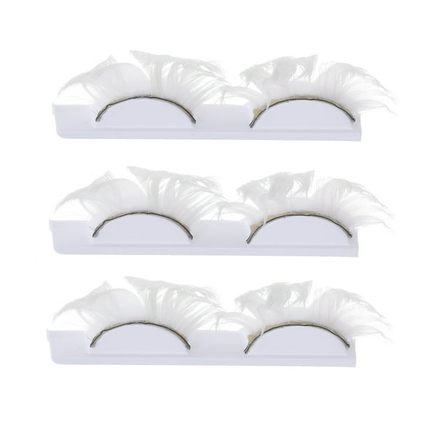 3 pares de pestañas postizas densas, extensiones de pestañas de maquillaje para fiestas, reuniones y espectáculos (blanco)
