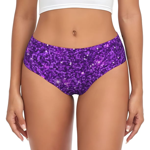 Fotbe Purple Glitter Calzones Estampados para Mujer – Ropa Interior de Algodón, Cómoda, Suave y Elástica-XX-Large