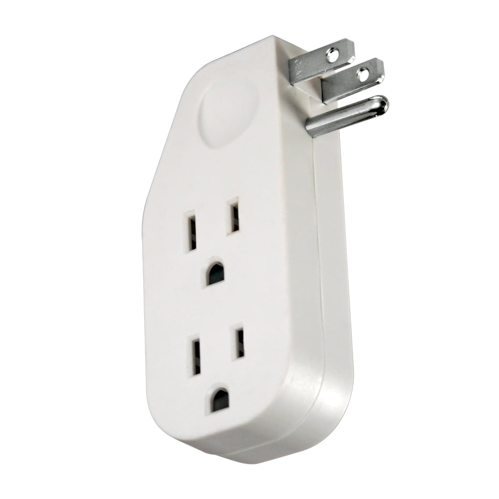 Hyper Tough 3-Outlet Grounded White Right Angle Plug-in Type Wall Tap, 15 Amps