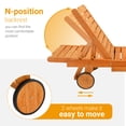 thumbnail image 5 of Ktaxon 2PC Outdoor Wooden Garden Bed  Fir Chaise Lounge with Wheels Storage Drawer Two-Speed Adjustable Back Patio Furniture Burlywood, 5 of 12
