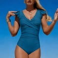 thumbnail image 6 of Awdenio Womens Swimsuits Ruffle Sleeve V Neck Bathing Suit Tummy Control Cutout Monokini Slimming Swimwear, 6 of 9
