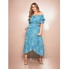 Sofia Jeans by Sofia Vergara Women's Faux Wrap Midi Dress with Convertible Neckline