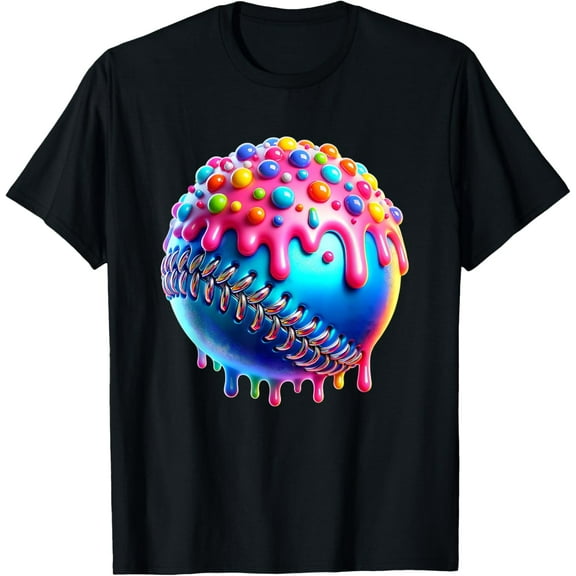 Baseball Ice Cream Drip Youth For Boys Mens Baseball T-Shirt
